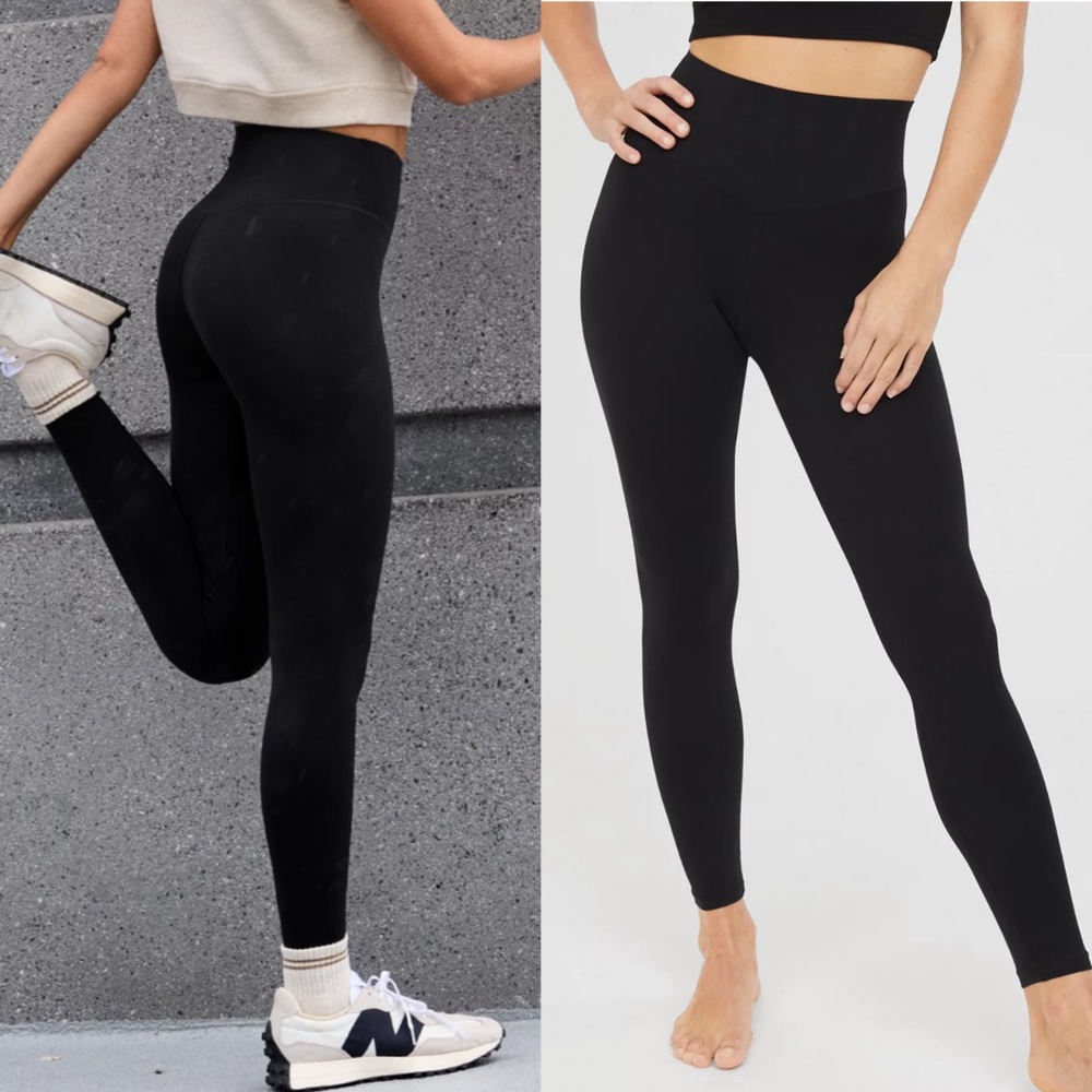 AERIE REAL ME 7/8 High Rise Errands Leggings Size Small Black